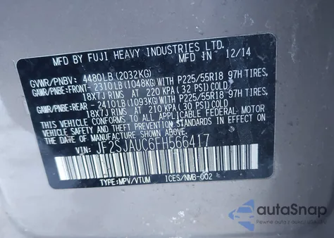 2015 Subaru Forester 2.5I Touring z USA, uszkodzony, nr VIN JF2SJAUC6FH566417